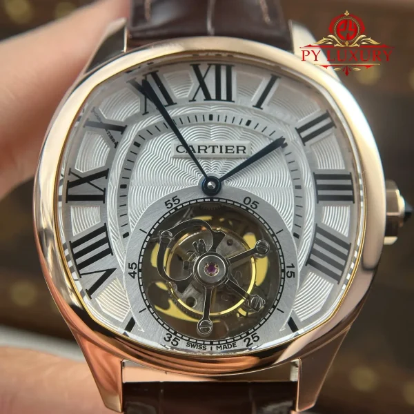 Cartier Drive De Cartier W4100013 Tourbillon Oro Rosa Cinturino in Pelle Migliore Replica 40x41mm Orologio - immagine 10