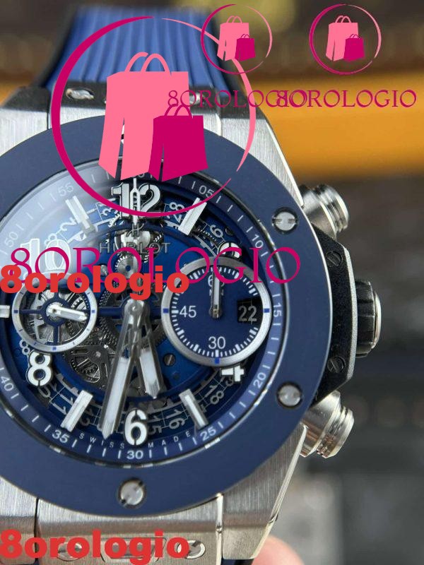 Hublot Big Bang Unico Titanium Blue Ceramic Replica Super Clone 42mm Orologio - immagine 8