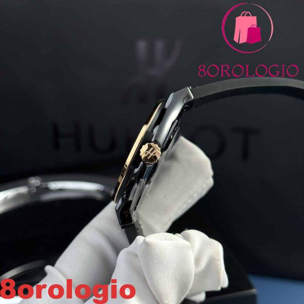 Hublot Classic Fusion Ceramic King Gold Black Dial Leather Replica Super Clone 42mm Orologio - immagine 6