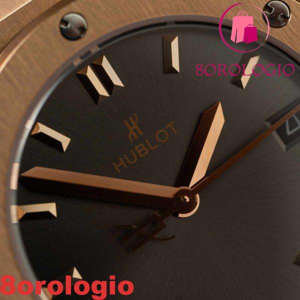 Replica Orologio da Donna Hublot Classic Fusion King Gold Quadrante Grigio Cinturino in Pelle 33mm Orologio - immagine 8