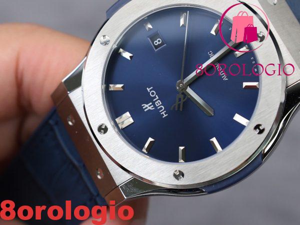Hublot Classic Fusion Titanium Cinturino in Pelle Quadrante Blu Replica 1:1 42mm Orologio - immagine 7