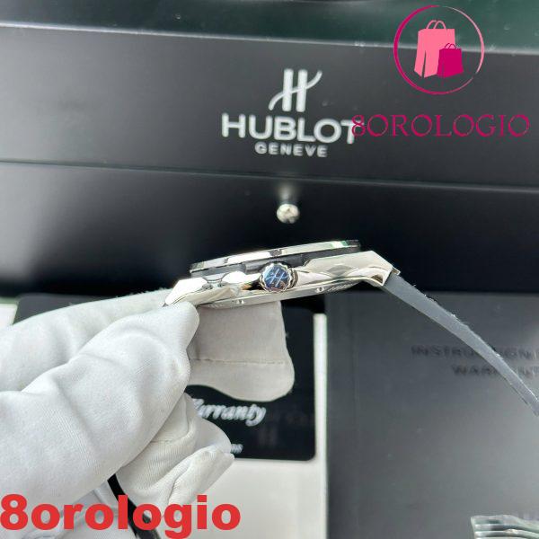 Replica Hublot Classic Fusion Titanium Diamanti Pavé Quadrante Bianco Cinturino in Pelle Nera 38mm Orologio - immagine 6