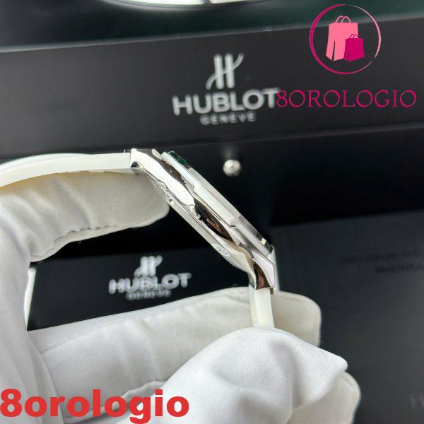 Hublot Classic Fusion Titanium Diamanti Pavé Quadrante Bianco Cinturino in Gomma Replica 38mm Orologio - immagine 6
