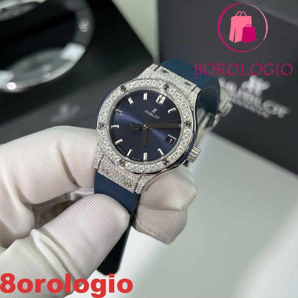 Hublot Classic Fusion Titanium Pavé Quadrante Blu Gomma Replica Moissanite 33mm Orologio - immagine 6