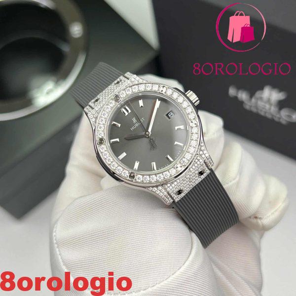 Hublot Classic Fusion Titanium Pavé Quadrante Grigio Gomma Custom Moissanite Migliore Replica 33mm Orologio - immagine 6