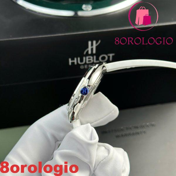 Hublot Classic Fusion Titanio Quadrante Bianco CZ Pietre Lunetta Cinturino in Pelle Donna Replica 33mm Orologio - immagine 6