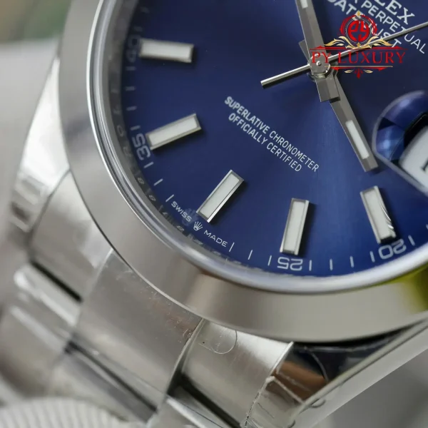 Rolex Datejust 126300 Quadrante Blu Lunetta Liscia Bracciale Oyster 1:1 Migliore Replica VSF 41mm Orologio - immagine 6