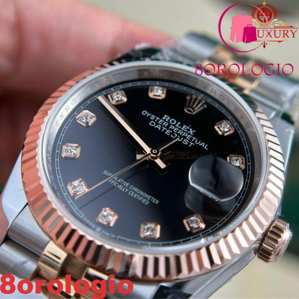 Rolex Datejust 126231-0019 Bicolore Quadrante Nero con Diamanti Oro 10K Rivestito Jubilee Miglior Replica GMF 36mm Orologio - immagine 10