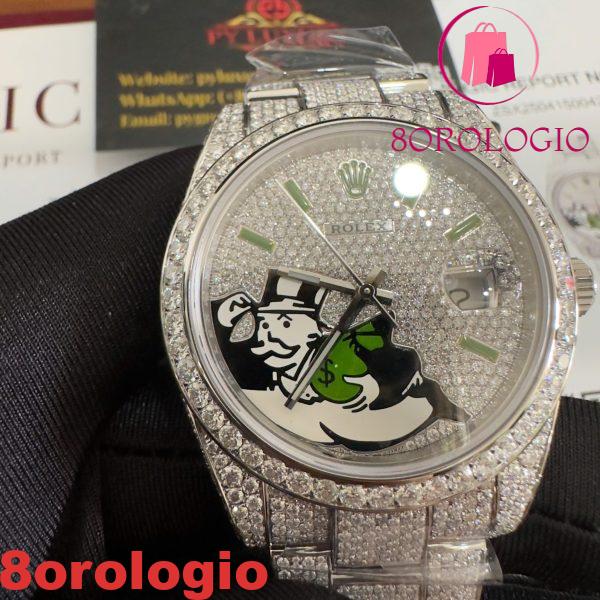 Rolex Datejust 126300 Bust Down Iced Out Diamanti di Moissanite Quadrante Monopoly Miglior Replica 41mm Orologio - immagine 10
