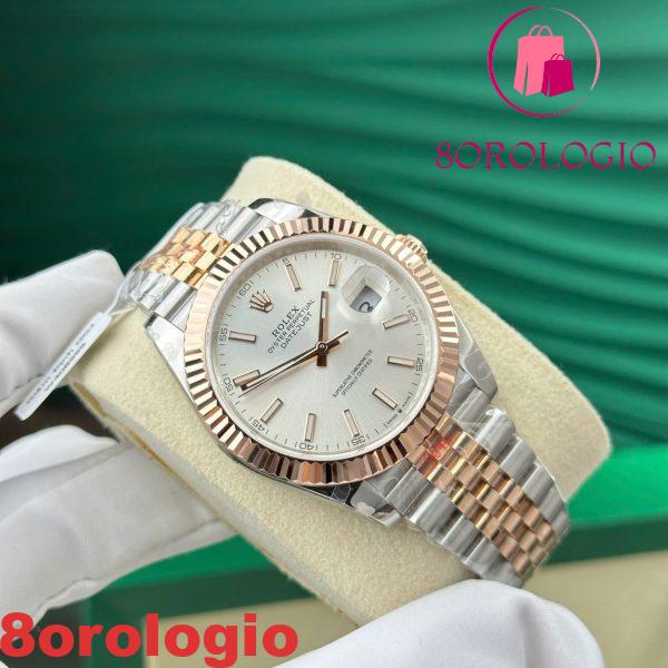 Replica Migliore Rolex Datejust 126331 Bicolore 10K Oro Everose Rivestito Quadrante Sundust Luminoso Jubilee 41mm Orologio - immagine 8