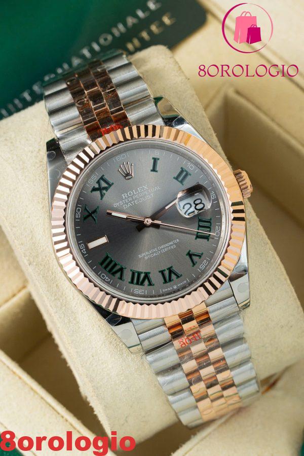 Rolex Datejust 126331 Bicolore 10K Oro Rosa Rivestito Quadrante Wimbledon Jubilee Replica 1:1 GMF 41mm Orologio - immagine 12