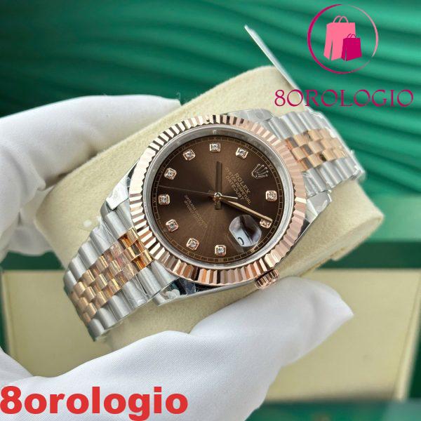 Rolex Datejust 126331 Due Toni Quadrante Cioccolato con Diamanti 10K Everose Gold Wrapped Jubilee Migliore Replica 41mm Orologio - immagine 9