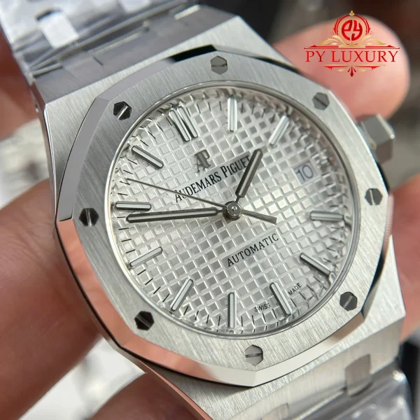 Audemars Piguet Royal Oak 15450ST Quadrante Bianco Bracciale in Acciaio Miglior Replica APS Factory 37mm Orologio - immagine 9