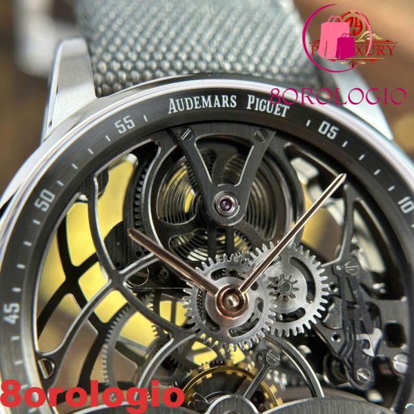 Audemars Piguet Code 11.59 Tourbillon Openworked 26600CR Quadrante Grigio Cinturino in Tessuto Migliore Replica 1:1 APPF 41mm Orologio - immagine 9