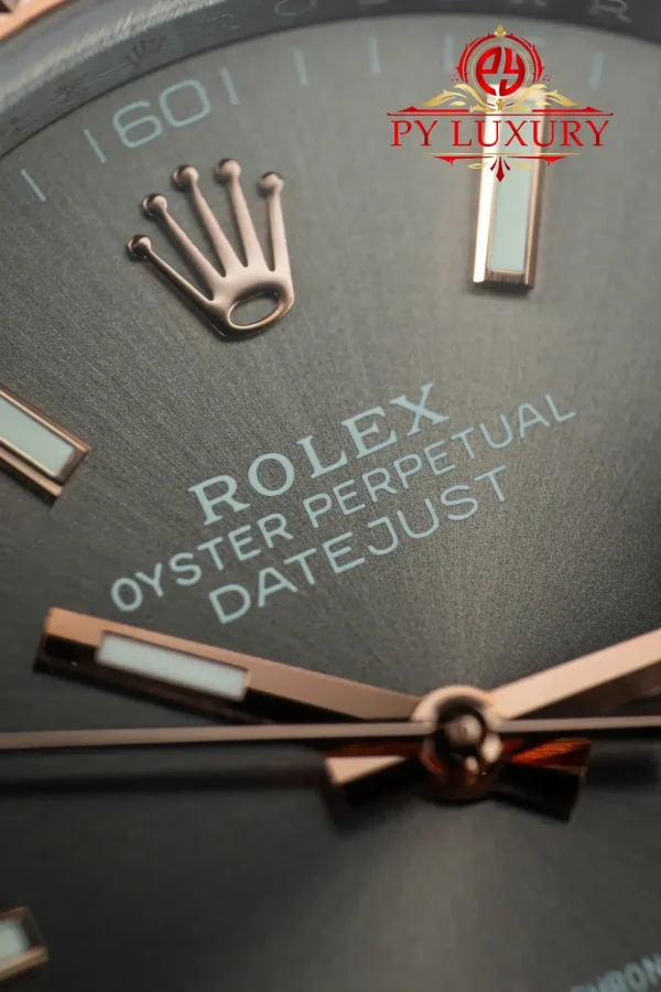 Rolex Datejust 126331 Replica Bicolore Oro Rosa 10K Quadrante Grigio Bracciale Jubilee Migliore Clone 41mm Orologio - immagine 11