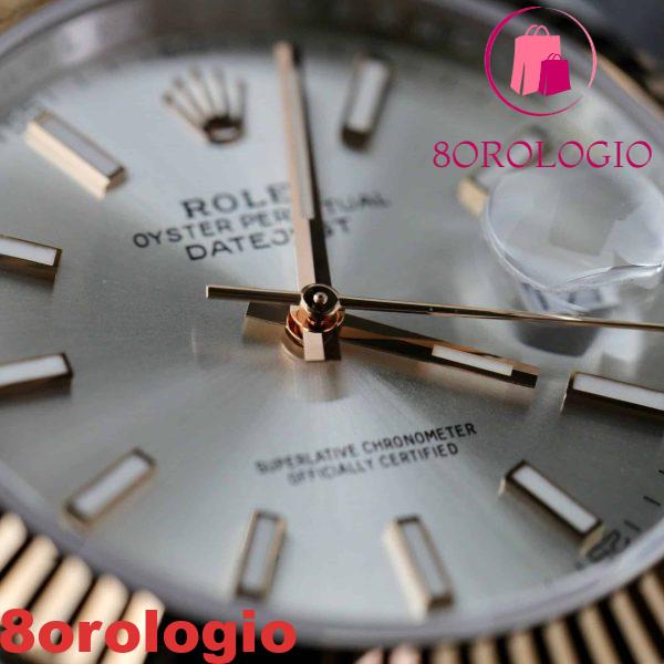 Rolex Datejust 126331 Two Tone Oro Rosa Quadrante Argento Oyster Replica Clean Factory 41mm Orologio - immagine 8