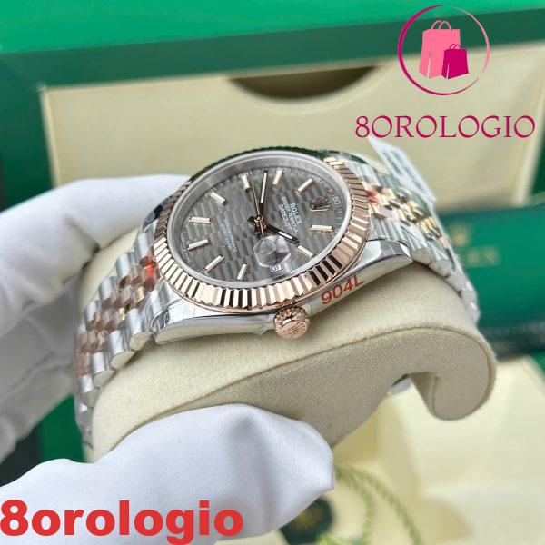 Rolex Datejust 126331 Bicolore Quadrante con Motivo Ardesia Indici 10K Everose Gold Wrapped Jubilee Miglior Replica 41mm Orologio - immagine 7