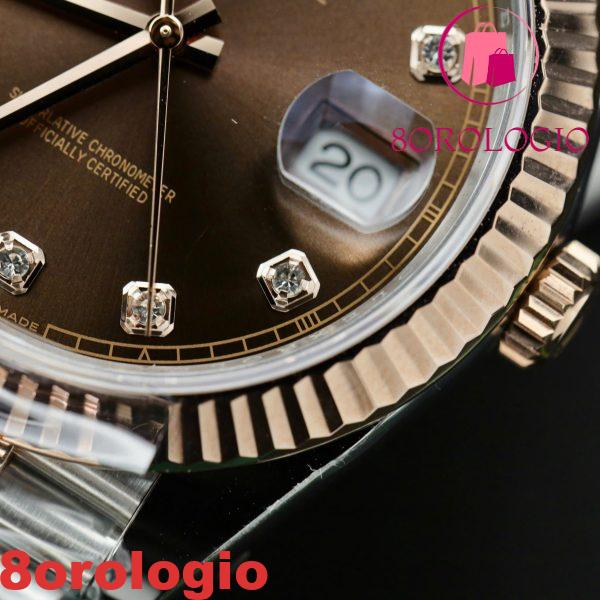 Replica migliore della fabbrica Clean Rolex Datejust 126331-0004 bicolore in oro rosa con quadrante marrone cioccolato e diamanti e bracciale Jubilee 41mm Orologio - immagine 7