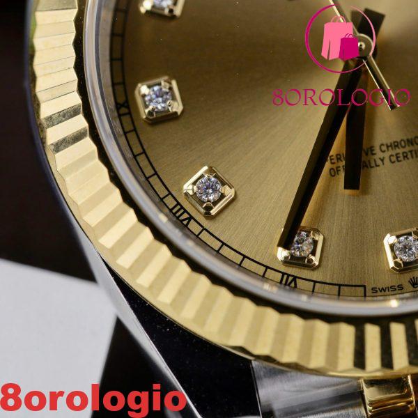 Rolex Datejust 126333 Due Toni Oro Giallo Quadrante Champagne con Diamanti Jubilee Miglior Replica Clean Factory 41mm Orologio - immagine 7