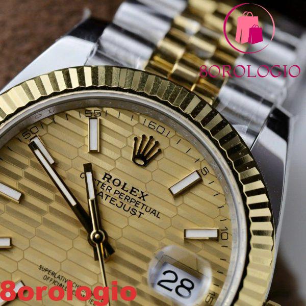 Rolex Datejust 126333 Due Toni Oro Giallo Quadrante Motivo Scanalato Jubilee Miglior Replica Clean Factory 41mm Orologio - immagine 8