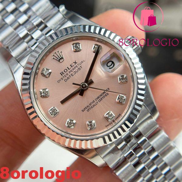 Rolex Datejust 278274 Quadrante Rosa con Diamanti Lunetta Zigrinata Bracciale Jubilee Migliore Replica THB 31mm Orologio - immagine 10