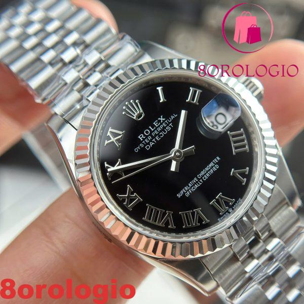 Replica Rolex Datejust 278274-0002 Quadrante Nero Romano Lunetta Zigrinata Bracciale Jubilee Migliore THB 31mm Orologio - immagine 10