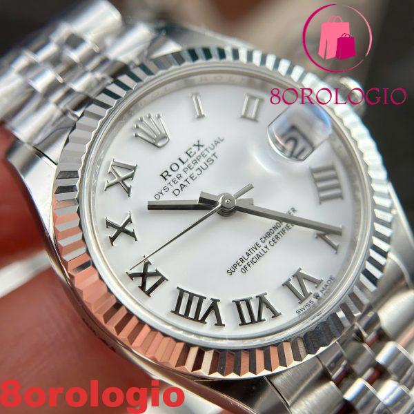 Rolex Datejust 278274-0010 Quadrante Bianco Numeri Romani Ghiera Zigrinata Bracciale Jubilee Miglior Replica THB 31mm Orologio - immagine 10