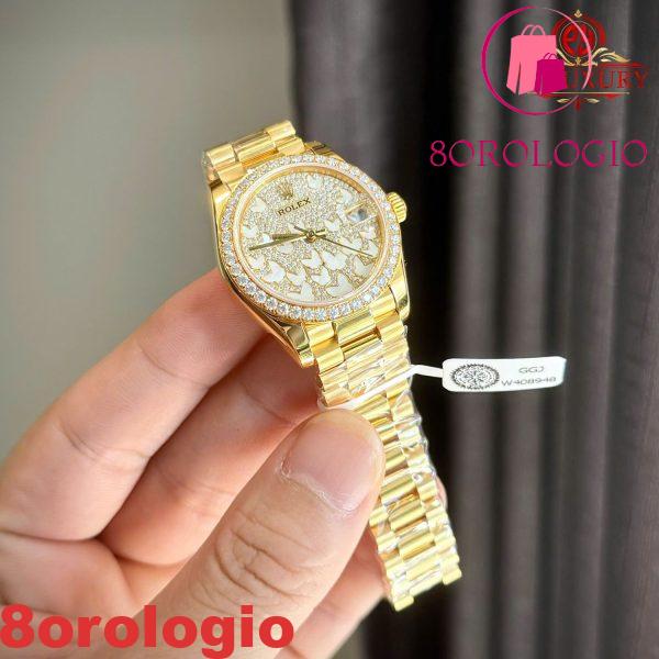 Rolex Datejust 278288PAVEO Quadrante con Farfalle in Madreperla 31mm con Ghiera in Oro 18K e Moissanite Migliore Replica Orologio - immagine 6