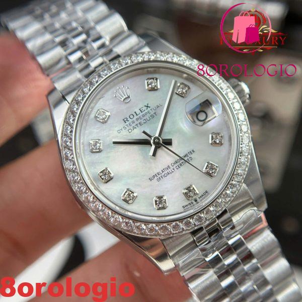 Replica migliore 1:1 Rolex Datejust 278384RBR Quadrante in Madreperla Bianca Lunetta con Diamanti Bracciale Jubilee 31mm THB Orologio - immagine 9