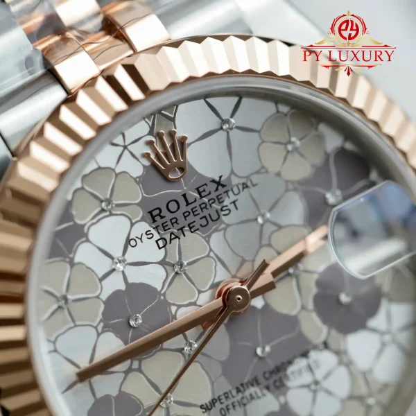 Replica Migliore 1:1 Rolex Datejust 278271 Due Tono Oro Rosa Quadrante Motivo Floreale Argento Bracciale Jubilee THB 31mm Orologio - immagine 7