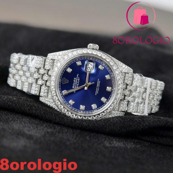 Rolex Datejust 41 Quadrante Blu Diamanti Jubilee Iced Out Moissanite Migliore Replica 41mm Orologio - immagine 11