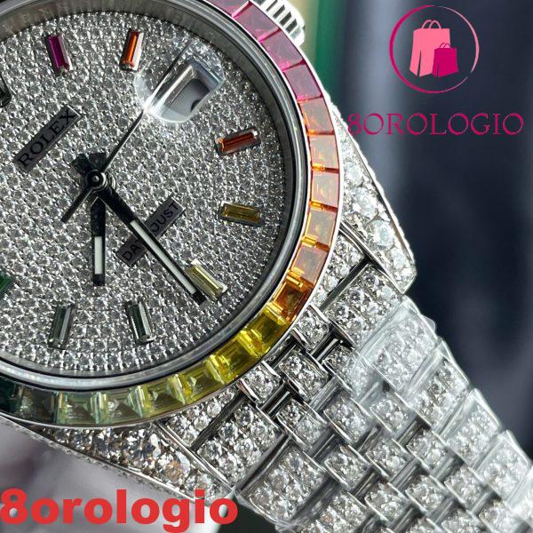 Replica Rolex Datejust 41 Iced Out Moissanite Rainbow Jubilee di Migliore Qualità 41mm Orologio - immagine 7