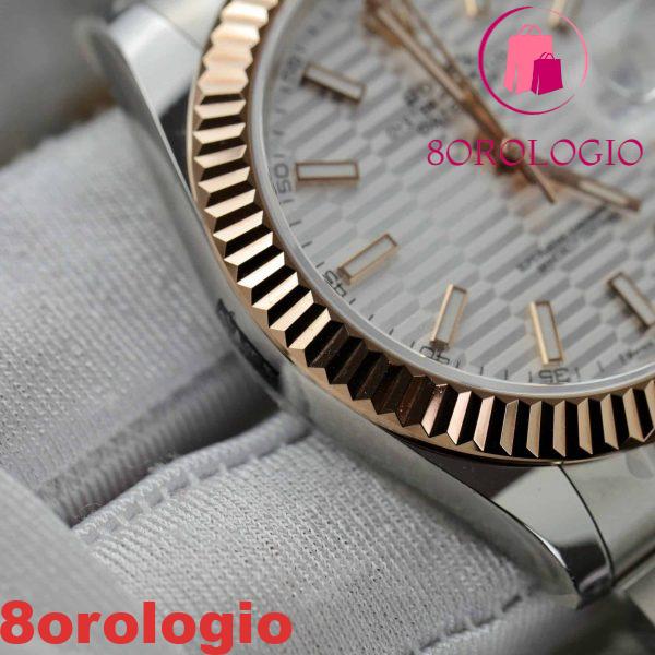 Rolex Datejust 41 Bicolore Oro Rosa Quadrante Motivo Argento Bracciale Oyster Miglior Replica Clean Factory 41mm Orologio - immagine 6