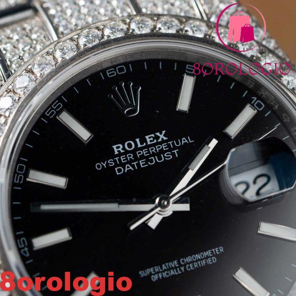 Rolex Datejust Quadrante Nero Luminoso Iced Out Moissanite Miglior Replica 41mm Orologio - immagine 8