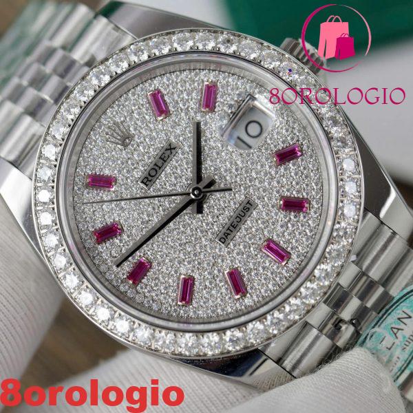 Rolex Datejust Personalizzato Moissanite su Quadrante e Lunetta Migliore Replica 41mm Orologio - immagine 10