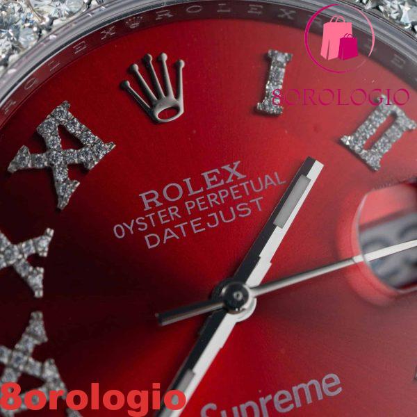 Replica Rolex Datejust Quadrante Romano Rosso Iced Out Moissanite Migliore 41mm Orologio - immagine 10