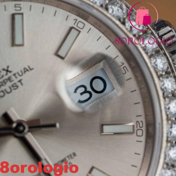 Replica migliore di Rolex Datejust quadrante argento bracciale Oyster tempestato di moissanite 41mm Orologio - immagine 8