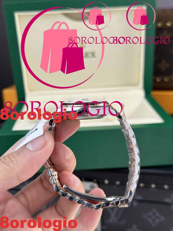 Rolex Datejust Two Tone 10K Rose Gold Replica Quadrante in Madreperla Bianca Jubilee 31mm Orologio - immagine 8