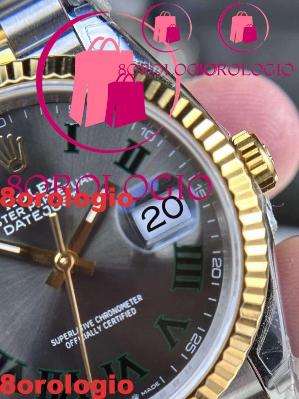 Rolex Datejust Wimbledon Bicolore Oro Giallo Jubilee Replica di Alta Qualità 36mm Orologio - immagine 8