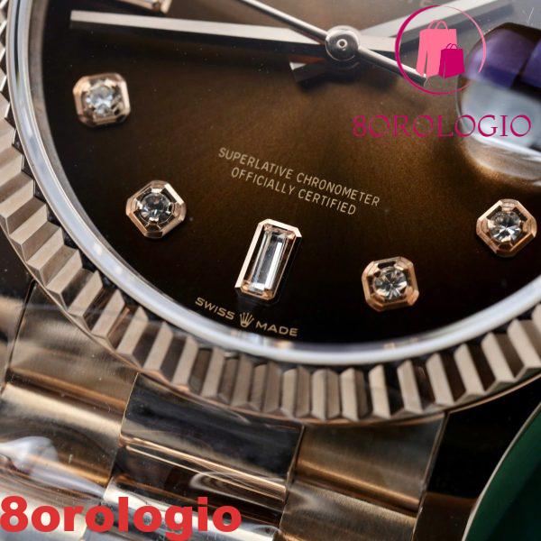 Replica 1:1 Rolex Day-Date 128235-0037 Quadrante Marrone Fumé con Diamanti 36mm in Oro 18K Orologio - immagine 7
