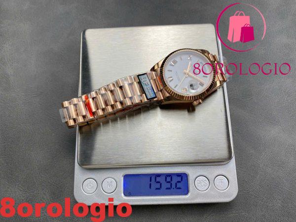 Replica Rolex Day-Date 128235-0070 Oro Rosa Quadrante Bianco 158g Super Clone QF 36mm Orologio - immagine 7