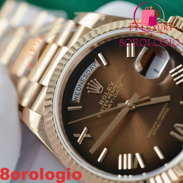 Rolex Day-Date 128235-0075 Quadrante Roman Ombré Marrone 158g Migliore Replica QF 36mm Orologio - immagine 8