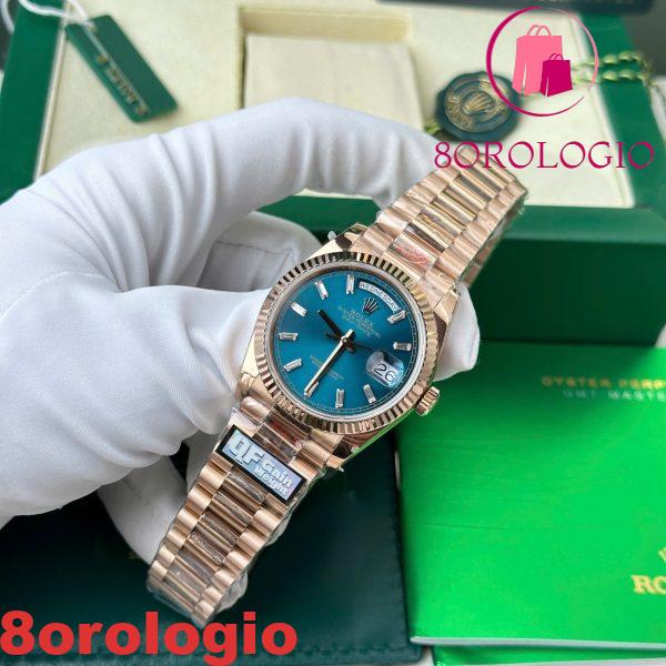 Rolex Day-Date 128235-0085 Quadrante con Diamanti Blu-Verde 158g Miglior Replica QF 36mm Orologio - immagine 8