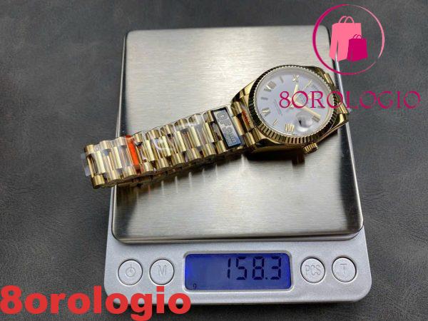 Rolex Day-Date 128238-0113 Oro Giallo Quadrante Bianco 158g 1:1 Migliore Replica QF 36mm Orologio - immagine 7