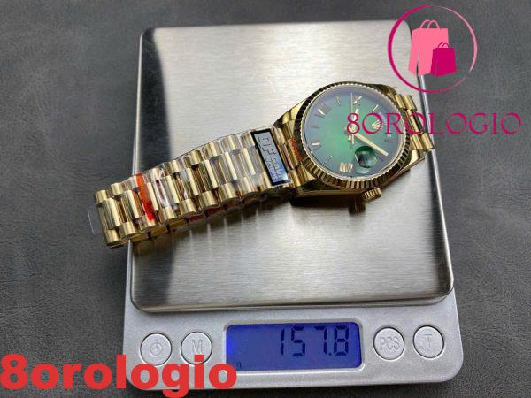 Rolex Day-Date 128238-0118 Oro Giallo Quadrante Verde Ombré Romano 158g Migliore Replica QF 36mm Orologio - immagine 7
