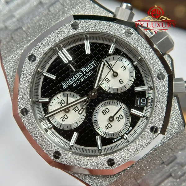 Replica Audemars Piguet Royal Oak Chronograph 26239BC Frosted White Gold Quadrante Nero Super Clone APSF 41mm Orologio - immagine 11