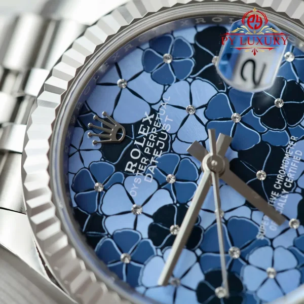 Replica Rolex Datejust 278274 Quadrante Motivo Floreale Blu Bracciale Jubilee 1:1 Migliore THB 31mm Orologio - immagine 7