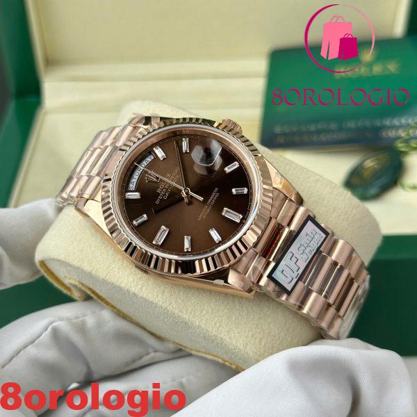 Rolex Day-Date 228235-0003 Quadrante Cioccolato con Diamanti Oro Rosa 186g Migliore Replica Q Factory 40mm Orologio - immagine 8