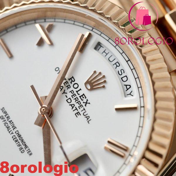Rolex Day-Date 228235-0032 Quadrante Bianco con Indici Romani 18K Oro Rosa Rivestito Miglior Replica V3 GMF 40mm Orologio - immagine 7