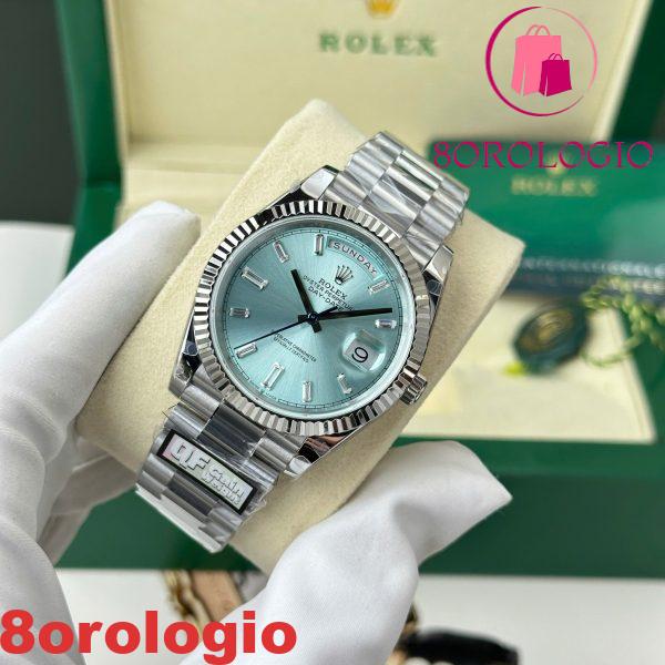 Replica Migliore Rolex Day-Date 228236-0006 Q Factory Quadrante Blu Ghiaccio con Baguette 188g 40mm Orologio - immagine 8